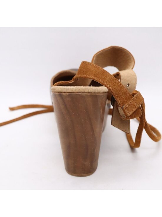 Free People Belmont Brown Leather Ankle Strap High Heel Clogs Women's Sz 36 / 6 - Picture 15 of 16